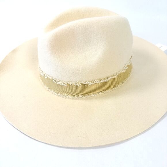 Treasure‎ & Bond Ivory 100% Wool Fedora Hat Wide Brim Frayed Ribbon NWT main image 9